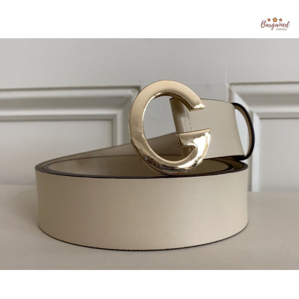 Authentic Gucci Vintage Cream Leather Gold G Logo Buckle Belt Size 95/38 - Picture 12 of 14